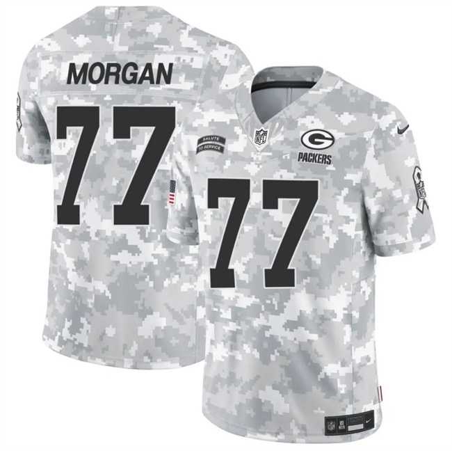 Mens Green Bay Packers #77 Jordan Morgan 2024 F.U.S.E Arctic Camo Salute To Service Limited Stitched Football Jersey Dzhi